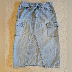 American Eagle Midi Denim Cargo Skirt